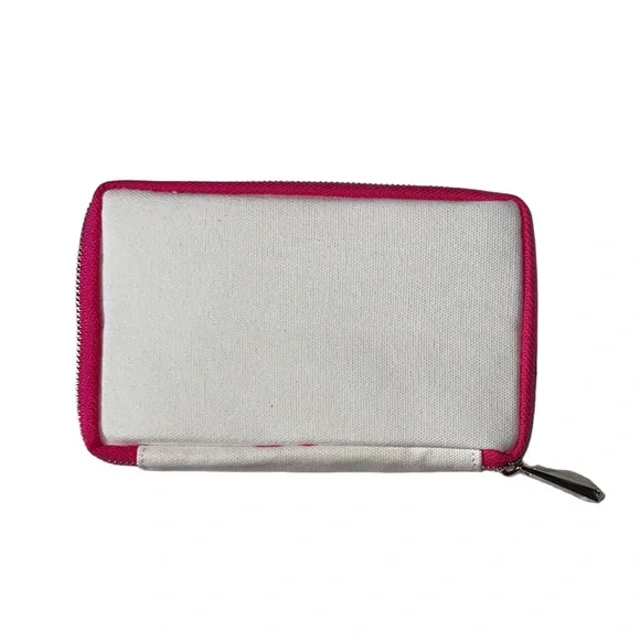 NEW Estée Lauder Pink and White Canvas Makeup Bag - Picture 3 of 6